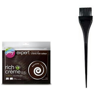 Buy Godrej Expert rich creme hair color black brown Set of 5 pc and hair  Color dye brush set of 2 pc combo Online @ ₹275 from ShopClues