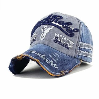 DaTeen Black Rebel Blue Baseball Cap for Men Boy Snapback Caps Distressed Wearing Adjustable Hat