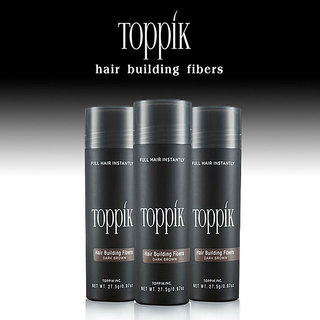 Toppikk Hair Building Fibers Hair Loss concealer  27.5 gm Dark Brown Color Pack of 3