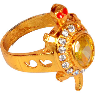 srissubh A6 health and prosperity gold plated yellow stone turtle ring for men and women