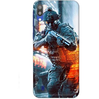 Ezellohub Printed Design Soft Silicon Mobile back cover for Samsung Galaxy M10 - Battlefield