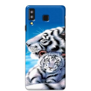 Ezellohub Printed Design Soft Silicon Mobile back cover for Samsung Galaxy A8 Star - white tiger