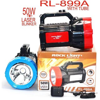 Rock Light RL-899A WaterProof 50 Watt LASER + Blinker + Two Tube Emergency Light With Heavy Battery Backup