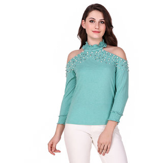 mint green off the shoulder top