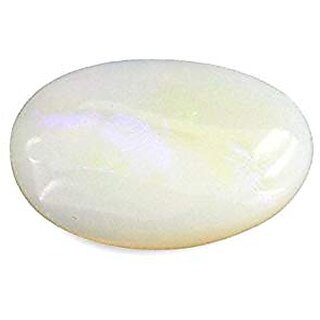                       Gurpreet Gems 9.00 Ratti Certified Natural Opal Crystal Gemstone For Unisex - White                                              