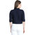 BuyNewTrend Navy Blue Front Button Fastening Collared Neckline Twil Jacket For Women