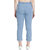 BuyNewTrend Roll Up Light Blue Drawstring Printed Jeans For Women