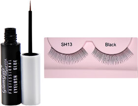 GlamGals Reusable Soft thick Eye Lashes with Glue Transparent 6.5 ml