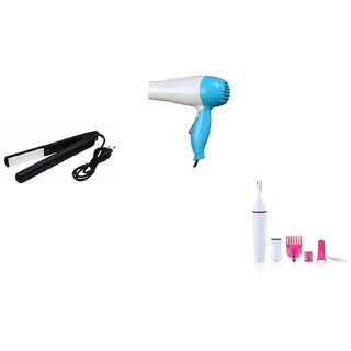 NP NAVEEN PLASTIC Sweet Sensitive Trimmer For Women + Branded Salon Hair Straightener +  Foldable 1000 Watt Hair Dryer