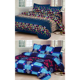 z decor polycotton double bed sheet, set of 2 with 4 pillow cover (dot,b.ch.)