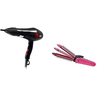 Combo Set of 3 In 1 Hair Straightener , Hair Curler And Hair Comb + New Chaoba 2800 Hair Dryer