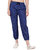 Womens Ishu Printed Cotton Track Pants Navy Blue 