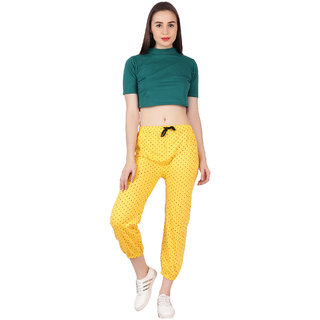 Buy Women's ishu Printed Cotton Yellow track pant Online @ ₹239 from ...
