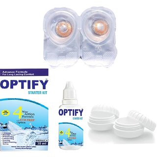 Buy Optify Honey Monthly Contact Lens (0, Honey, Pack of 2) Online ...