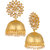 The Jewelbox Flower Design 18K Gold Plated Gold Kundan Pearl Jhumki Earring Girl Women