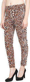 Aiyra Women's Brown Printed Polyester stretchable Jegging