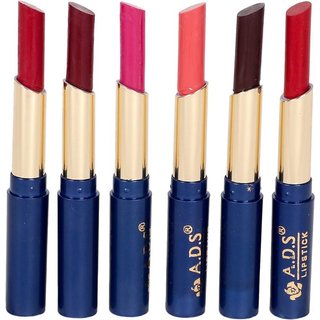 ADS Waterproof lipstick set of 6 multicolor (BB)  (Multicolor)