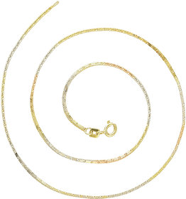92.5 Sterling Silver Tricolor (Rose Gold, Gold and Silver Finish) Snake Chain for Women (16 inches)