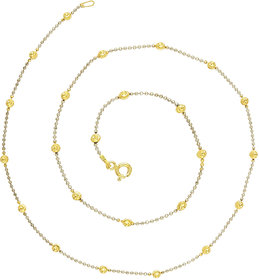 92.5 Sterling Silver Dual Tone (Gold and Silver Finish) Silver Bead and Gold Ball Chain for Women (18 inches)