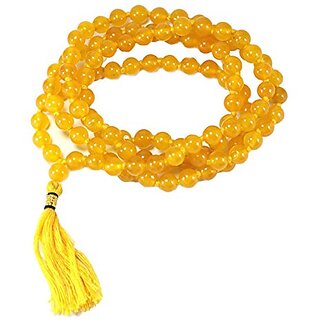                       Yellow Hakik Mala (Agate Rosary) Akik Mala For Pooja Meditation                                              