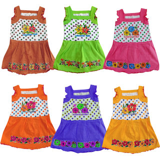 Meia for girls Multi color Sleeveless Frock (Pack of 3)