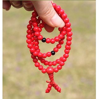                       100 Original and Natural RED Agate Hakik Japa Mala - Protection Against Bad Evils 108 + 1 Beads (8 mm)                                              
