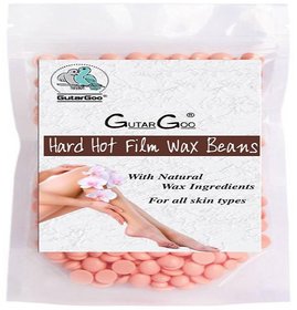 GutarGoo Painless Brazilian Hair Removal Hard Hot Film Wax Beans for Face, Arm, Legs (Pink) (50 G)