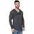 Paddle Up Charcoal Solid Hooded Cotton Cardigan for Men