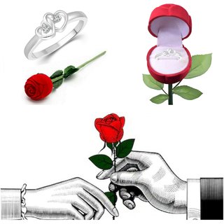 Vighnaharta Wedding proposal Gift Cz Rhodium Plated Alloy Heart Ring for Women and Girls with Fancy Rose Ring Box - [VFJ01047ROSE]