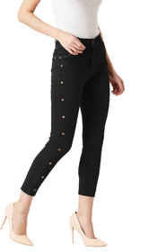 Miss Chase Women's Black Think Different Cropped Jeans