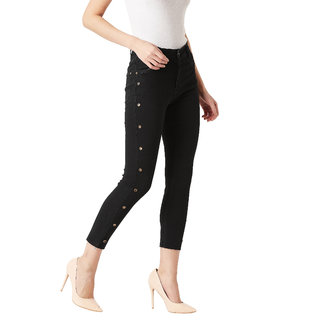 Miss Chase Women's Black Think Different Cropped Jeans
