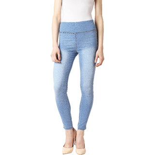                       Miss Chase Women's Blue Clouds In The Sky Jeggings                                              
