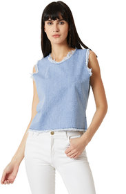 Miss Chase Women's Blue Put Me On Your Wishlist Denim Top
