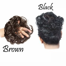 Maahal Pack of 2 Black and Brown Rubber Juda For Women/Girls Hair Accesories