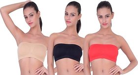 sparkle Combo Pack Of 3 Seamless Strapless Bandeau Top Tube Bra