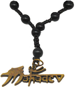Men Style Religious Jewelry Rock Shiv Mahadev Trishul Locket Black Gold Crystal Necklace Pendant