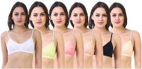 Pack of 3 Multicolor Plain Cotton Lycra Non-Padded Bra (COLOR MAY VARY)