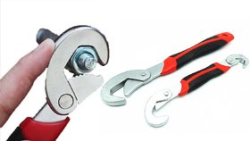 KunjZone  2PCs Set Adjustable Quick Snap 'N Grip Wrench Universal Wrench Set Spanner Tool