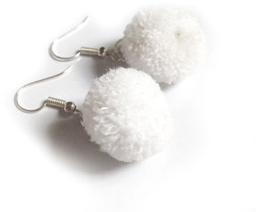 Jaamsoroyals latest combo white ans pink  pom pom trendy earring jewellery collection  For Women