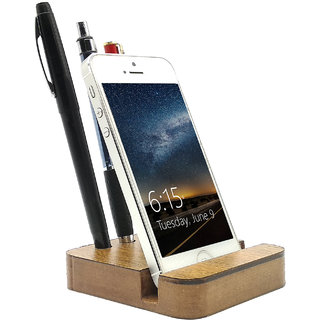 JaamsoRoyals Rectangle Design Wooden Mobile Phone Stand / Holder For Smartphone (Wooden)