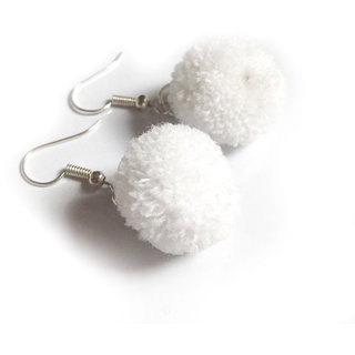                       Jaamsoroyals latest combo white ans pink  pom pom trendy earring jewellery collection  For Women                                              