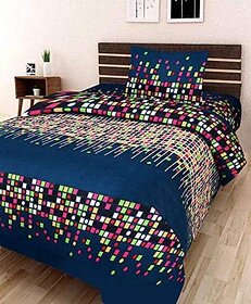 SHAKRIN Glace Cotton Single Bedsheet Cum Topsheet Without Pillow Cover Color- Colorful Box