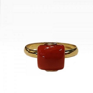                       100 Orignal Stone Coral/Moonga Gold Plated Ring For Astrological Purpose By Ceylonmine                                              