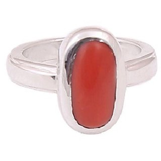                       CEYLONMINE Natural Coral 5.25 Ratti Moonga Ring silver Plated For Astrological Purpose                                                 