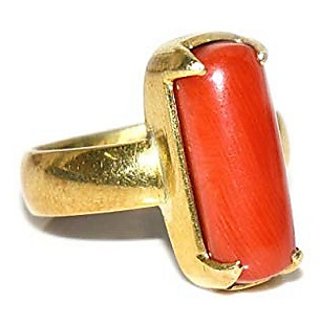                       Red Moonga Ring 8.25 ratti Unheated & Untreated Coral Stone Ring For Unisex BY CEYLONMINE                                              
