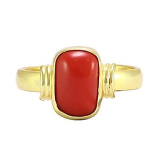                       Red Coral 10.25 Rati Silver Adjustable Astrological Ring for Men and Women By CEYLONMINE                                              