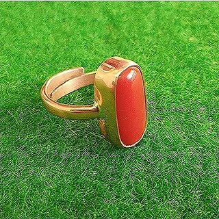                      Red Coral 6.25 Ratti Gold Adjustable Astrological Ring for Men and Women By CEYLONMINE                                              