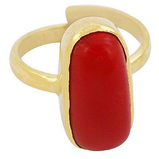                       Natural Coral Anguthi/Ring Original And Certified Stone Moonga Ring CEYLONMINE                                              