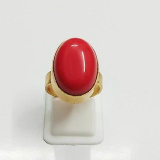                       Red Coral 6.25 Ratti Gold Adjustable Astrological Ring for Men and Women By CEYLONMINE                                              