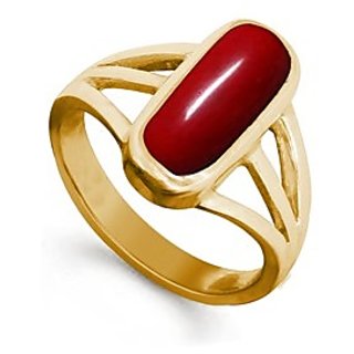                       Unheated  Certified Stone 6.25 Coral Gold Plated Ring Ring By Ceylonmine                                              